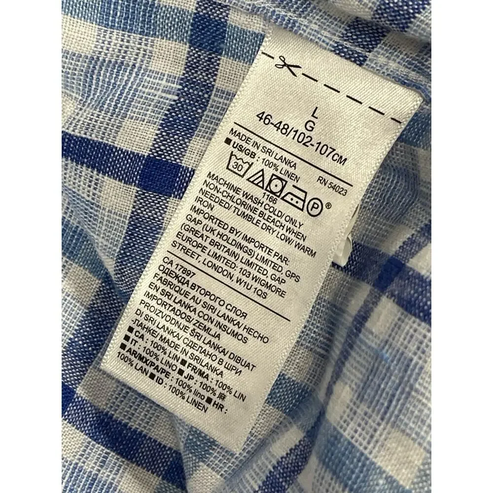 Preppy Linen Banana Republic Camden Standard Fit Button Down Shirt L Blue Plaid